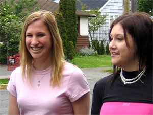 Two women discuss and laugh about sexual response issues