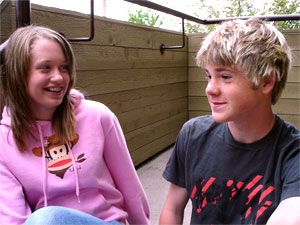 Young male and female talking