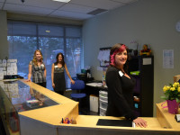 Jett, Kate and Kendra in product sales room.