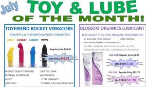 Picture of our featured toy and lube of the month