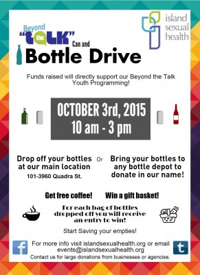 Poster for bottle drive on Oct 3rd.