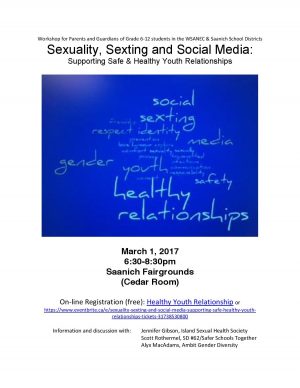 Join us for a conversation about current issues in gender, sexuality, and social media. Register here: https://www.eventbrite.ca/e/sexuality-sexting-and-social-media-supporting-safe-healthy-youth-relationships-tickets-31738530800